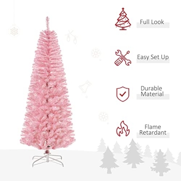 Stylish HOMCOM 6ft Pink Christmas Tree for Holidays