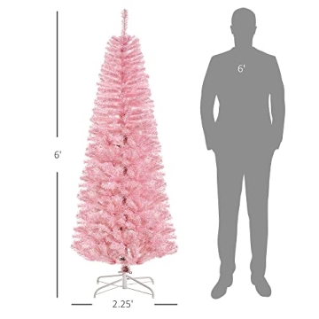 Stylish HOMCOM 6ft Pink Christmas Tree for Holidays