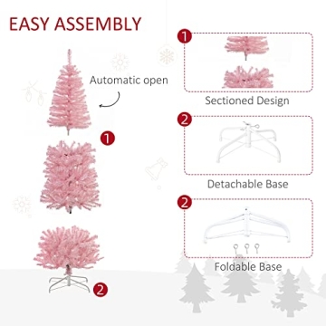 Stylish HOMCOM 6ft Pink Christmas Tree for Holidays