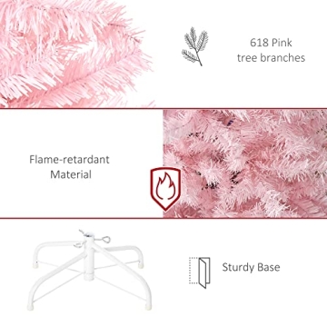 Stylish HOMCOM 6ft Pink Christmas Tree for Holidays
