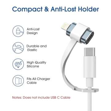 TechMatte USB C to Lightning Adapter, [2 Pack] 27W PD Fast Charging Compatible with iPhone/iPad/iPod/AirPods, Support Data Transfer, Not Support Headphones/OTG, with Anti-Lost Holder