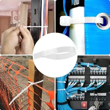 Durable 12" White Zip Ties, 100 Pack, Heavy Duty Nylon