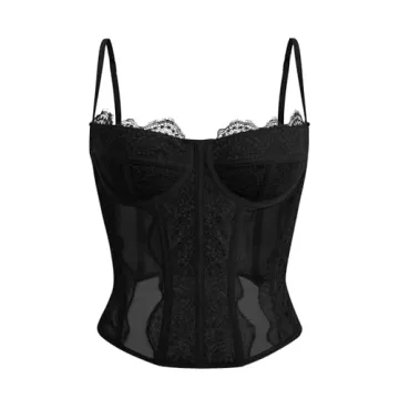 Dealmore Women’s Corset Top - Stunning Lace Spaghetti Strap Party Wear