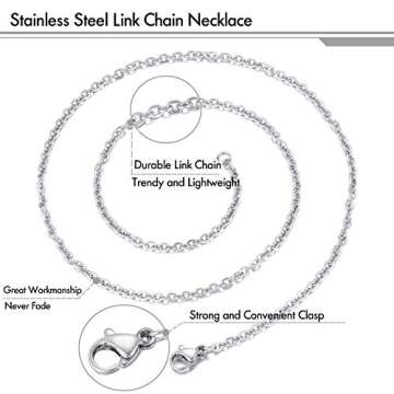 30 Pack Necklace Chain Stainless Steel Link Cable Chain Necklace with Lobster Clasps for DIY Jewelry...