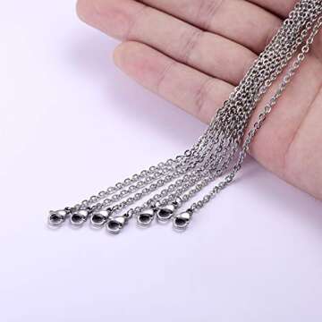 30 Pack Necklace Chain Stainless Steel Link Cable Chain Necklace with Lobster Clasps for DIY Jewelry Making