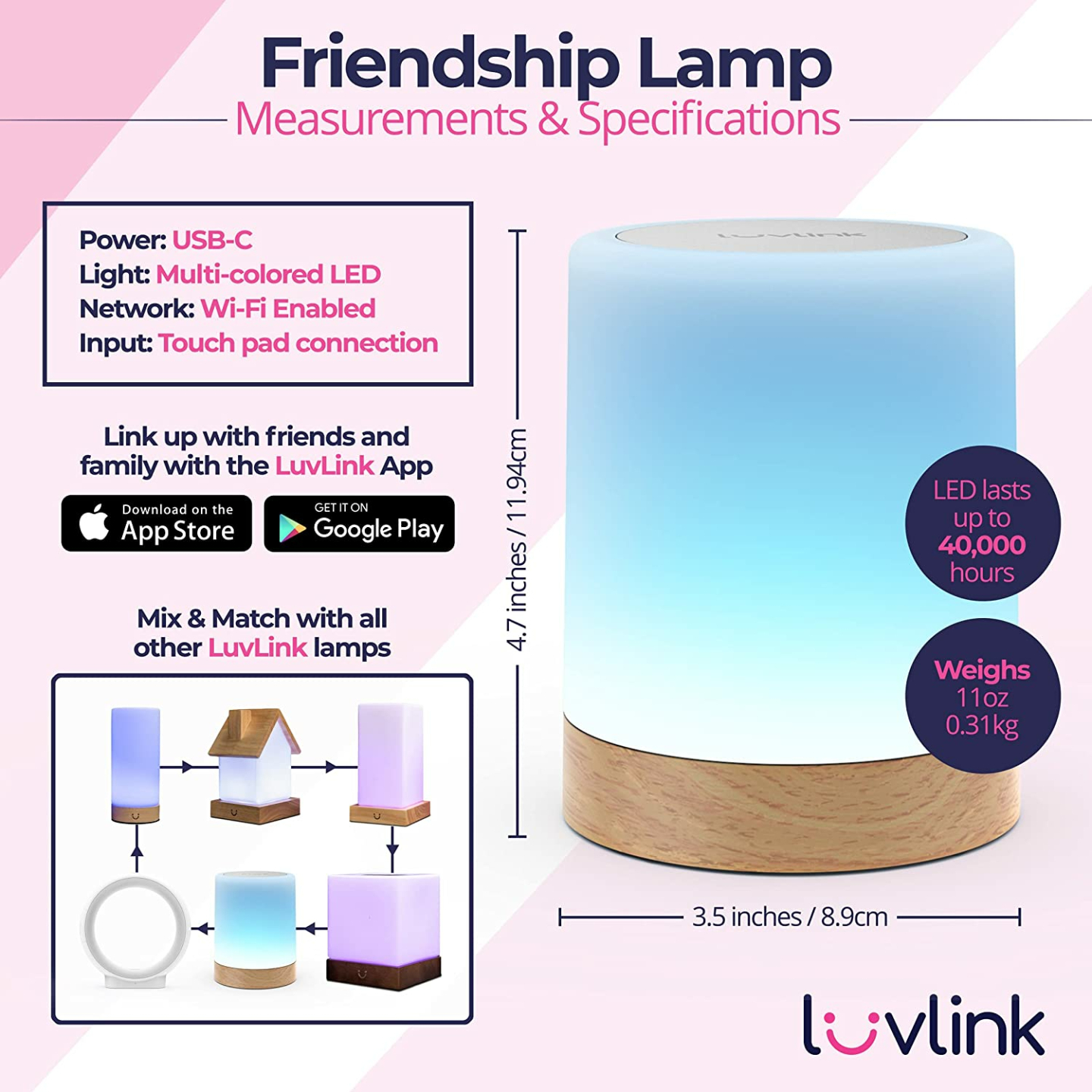 Unique LuvLink Friendship Lamps Set for Loved Ones