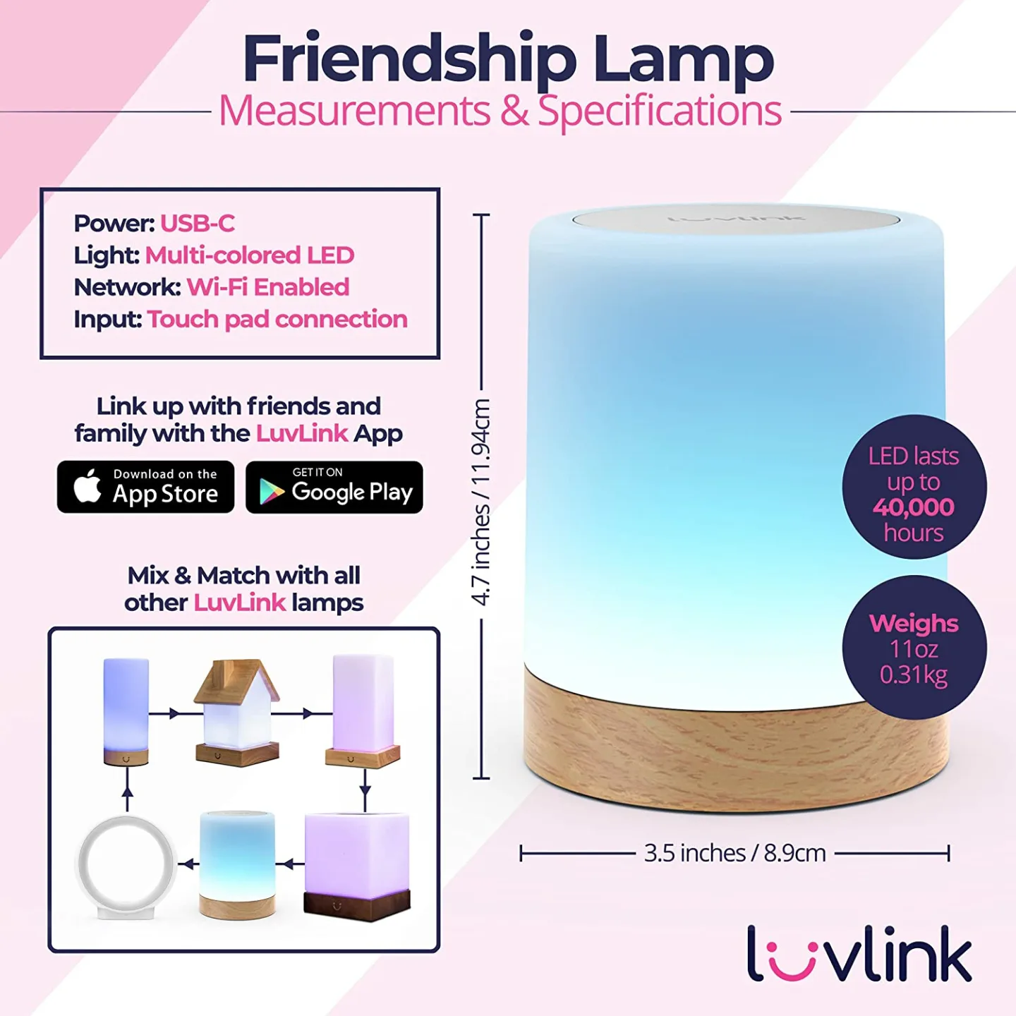 Unique LuvLink Friendship Lamps Set for Loved Ones
