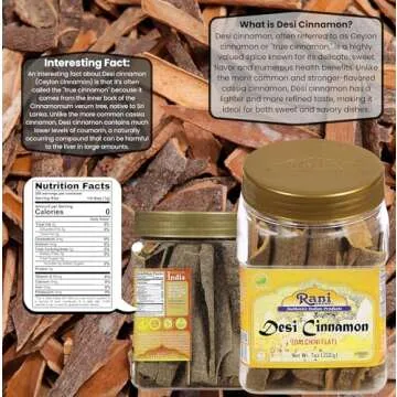 Rani 7oz Desi Flat Cinnamon Jar - Vegan, Non-GMO, Kosher