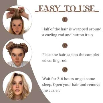 Kaiersi Satin Heatless Hair Curler 3 Pack - Soft Silk No Heat Curling Headband with 3 Curling Irons for Women, Brown (Item Form: Rod, Material: Satin, Suitable for All Hair Types, Hair Color: Brown)