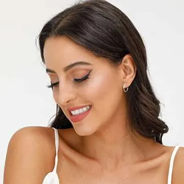 Stylish 3 Pairs 925 Sterling Silver Hoop Earrings for Women