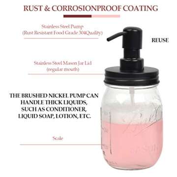 YOTINO Mason Jar Bathroom Accessories Set 4 Pack Mason Jar Soap Dispenser & 2 Apothecary Jars & Toothbrush Holder Rustic Farmhouse Decor Bathroom Organizer Apothecary Jar Country Countertop