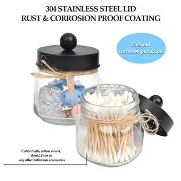 YOTINO Mason Jar Bathroom Accessories Set 4 Pack Mason Jar Soap Dispenser & 2 Apothecary Jars & Toothbrush Holder Rustic Farmhouse Decor Bathroom Organizer Apothecary Jar Country Countertop