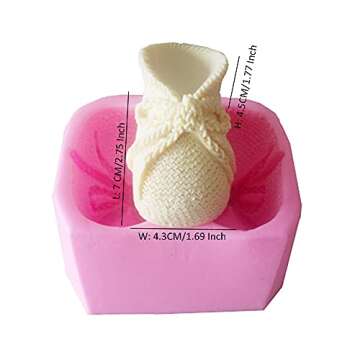 Huaifu Xiaolajiao 3D Knitted Baby Shoes Silicone Molds Fondant Baby Shower Molds Cake Decorating Sugarcraft Gumpaste Mould Candle Soap Craft Mold