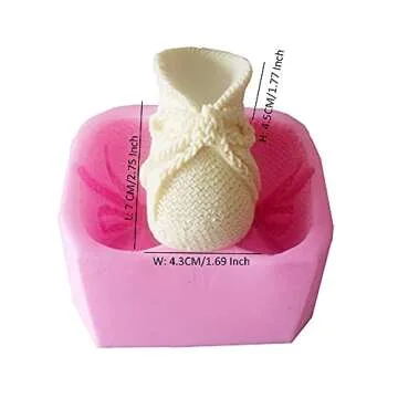 Huaifu Xiaolajiao 3D Knitted Baby Shoes Silicone Molds Fondant Baby Shower Molds Cake Decorating Sugarcraft Gumpaste Mould Candle Soap Craft Mold