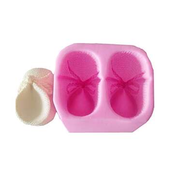 Huaifu Xiaolajiao 3D Knitted Baby Shoes Silicone Molds Fondant Baby Shower Molds Cake Decorating Sugarcraft Gumpaste Mould Candle Soap Craft Mold