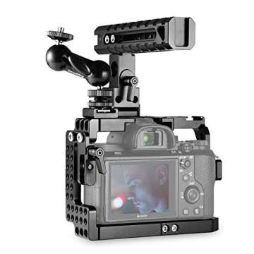 SMALLRIG Cage Kit for Sony A7II/A7RII/A7SII Camera with Cage, Handle, HDMI Lock, Cold Shoe, Quick Release Safety Rail, Double Ball Head - 1894