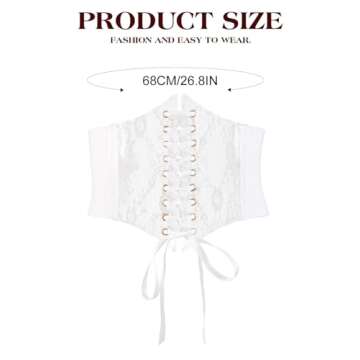 Asooll Vintage Elastic Waist Belts Lace up Waistband Wide Cinch Transparent Corset belts Party Club ...