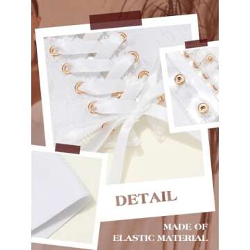 Asooll Vintage Elastic Waist Belts Lace up Waistband Wide Cinch Transparent Corset belts Party Club Prom Costume Clothing Dress Belts for Women and Girls (White)