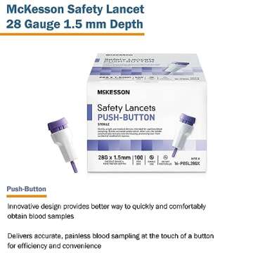 McKesson 28G Lancets for Quick Blood Testing - 100 Count