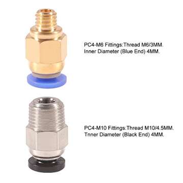 PC4-M6 & M10 Pneumatic Fitting Set - 20pcs for Bowden Extruder