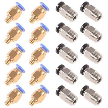 PC4-M6 & M10 Pneumatic Fittings for 3D Printers - 20pcs