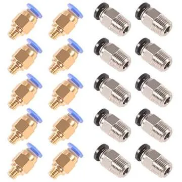 PC4-M6 & M10 Pneumatic Fittings for 3D Printers - 20pcs