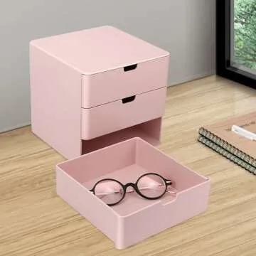 Dalanpa 3-Drawer Vanity Organizer, Compact Storage Organization Drawers Small Size Pink