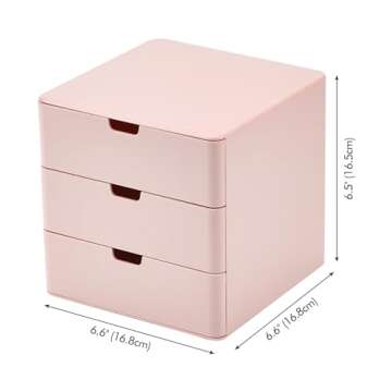 Dalanpa 3-Drawer Vanity Organizer, Compact Storage Organization Drawers Small Size Pink