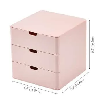 Dalanpa 3-Drawer Vanity Organizer, Compact Storage Organization Drawers Small Size Pink