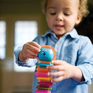 B. toys- Bristle Block Spinaroos - Creative Building Block Playset- 75 pcs- The Official Bristle Blocks - Toy Building Blocks for Toddlers