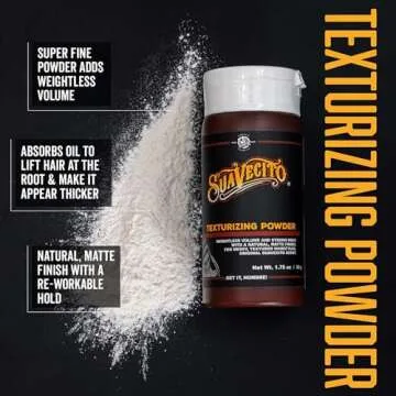 Suavecito Texturizing and Volumizing Hair Styling Powder with Shine Free Matte Finish and Strong Hold - No Mess, Oil Absorbing, Long Lasting - 1.75 oz