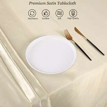 Ruisita Satin Party Tablecloth 58x102 Elegant Ivory Decor