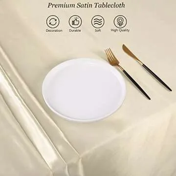 Ruisita Satin Party Tablecloth 58x102 Elegant Ivory Decor