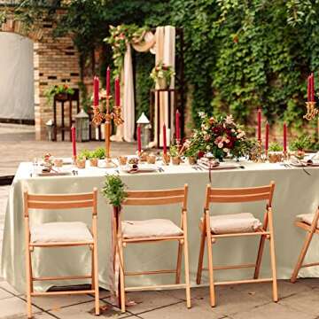 Ruisita Satin Party Tablecloth 58x102 Elegant Ivory Decor