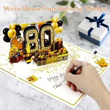 OLOSONG 80th Birthday Card with Fun 3D Pop Up Design