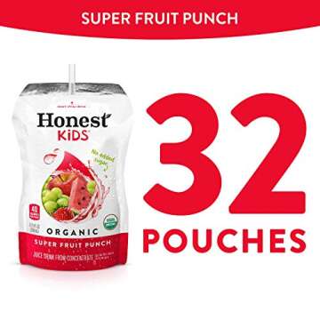 Honest Kids Super Fruit Punch Organic Fruit Juice Drink, 6.75 Fl Oz, 6.75 Fl Oz (Pack of 32)