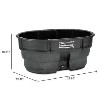 Rubbermaid Commercial Products Stock Tank, 150-Gallons, Structural Foam, Heavy Duty Container, for Livestock/Animal/Cattle Feed & Water, Outdoor Homemade Pool/Hot Tub/Bathtub, & Pet Cleaning/Dog Wash