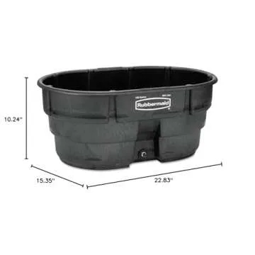 Rubbermaid Commercial Products Stock Tank, 150-Gallons, Structural Foam, Heavy Duty Container, for Livestock/Animal/Cattle Feed & Water, Outdoor Homemade Pool/Hot Tub/Bathtub, & Pet Cleaning/Dog Wash