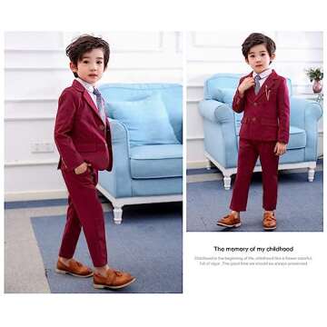 LOLANTA Suit Jacket for Boys 2PCs Red Tuxedo Jacket Suit Formal Wedding Gentleman Outfits (red 4-5T)