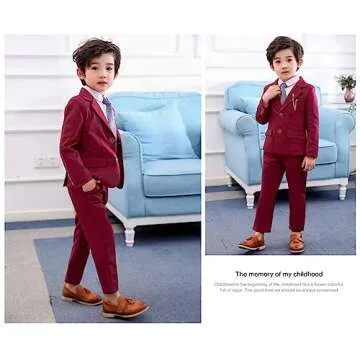 LOLANTA Suit Jacket for Boys 2PCs Red Tuxedo Jacket Suit Formal Wedding Gentleman Outfits (red 4-5T)