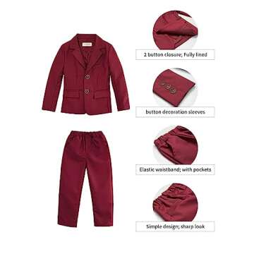 LOLANTA Suit Jacket for Boys 2PCs Red Tuxedo Jacket Suit Formal Wedding Gentleman Outfits (red 4-5T)