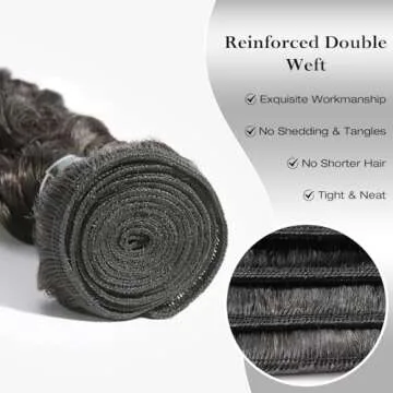 ASHINE Human Hair Bundles Deep Wave Unprocessed Cambodian Raw Hair 24 26 28 Inch, Flip Over Quick Weave Wet and Wave Bundles for Women Natural Black