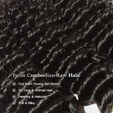 ASHINE Human Hair Bundles Deep Wave Unprocessed Cambodian Raw Hair 24 26 28 Inch, Flip Over Quick Weave Wet and Wave Bundles for Women Natural Black