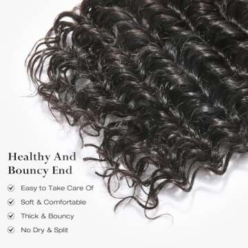 ASHINE Human Hair Bundles Deep Wave Unprocessed Cambodian Raw Hair 24 26 28 Inch, Flip Over Quick Weave Wet and Wave Bundles for Women Natural Black