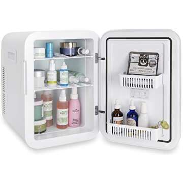 Cooluli 20 Liter Mini Fridge with Temperature Control - White Thermoelectric Cooler and Warmer for Bedroom, Office, Car, Dorm