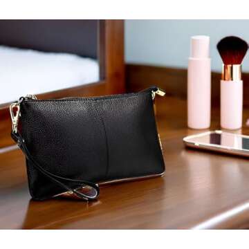 YALUXE Genuine Leather Wristlet Handbags Purses Cell Phone Pocket Clutch Wallet Crossbody Bags for W...