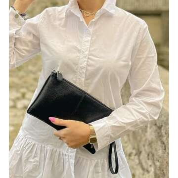 YALUXE Genuine Leather Wristlet Handbags Purses Cell Phone Pocket Clutch Wallet Crossbody Bags for Women