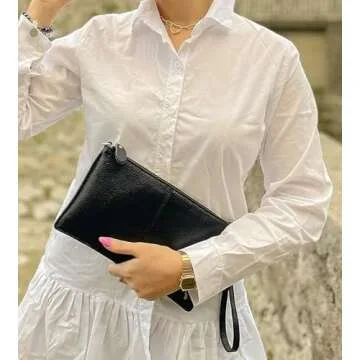 YALUXE Genuine Leather Wristlet Handbags Purses Cell Phone Pocket Clutch Wallet Crossbody Bags for Women