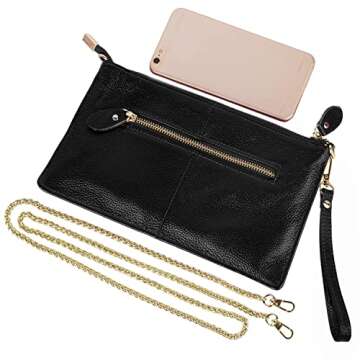 YALUXE Genuine Leather Wristlet Handbags Purses Cell Phone Pocket Clutch Wallet Crossbody Bags for Women