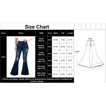 Bell Bottom Jeans for Women Ripped High Waisted Classic Flared Pants